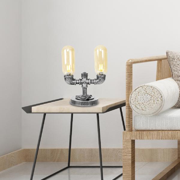 Elegancka lampa stołowa ze szkła przezroczystego z okrągłym abażurem