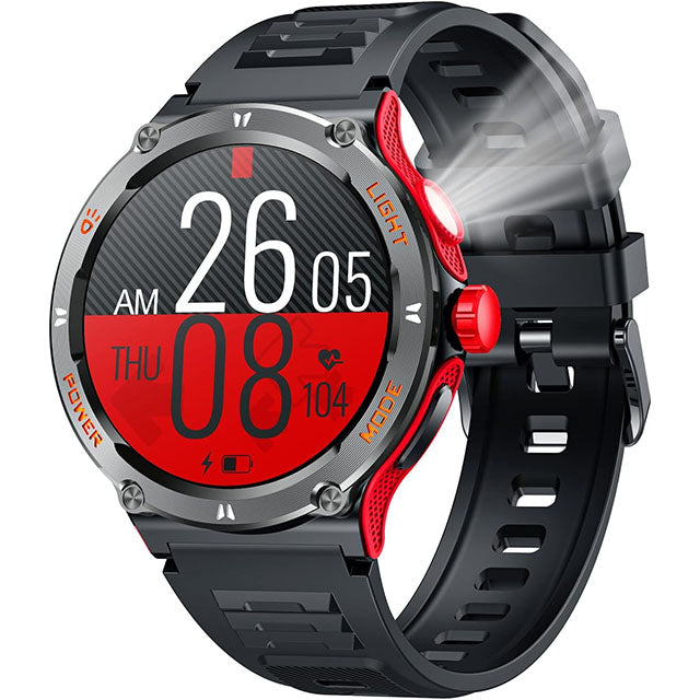 Smartwatch sportowy męski GPS z ekranem dotykowym, lampą LED i kompasem