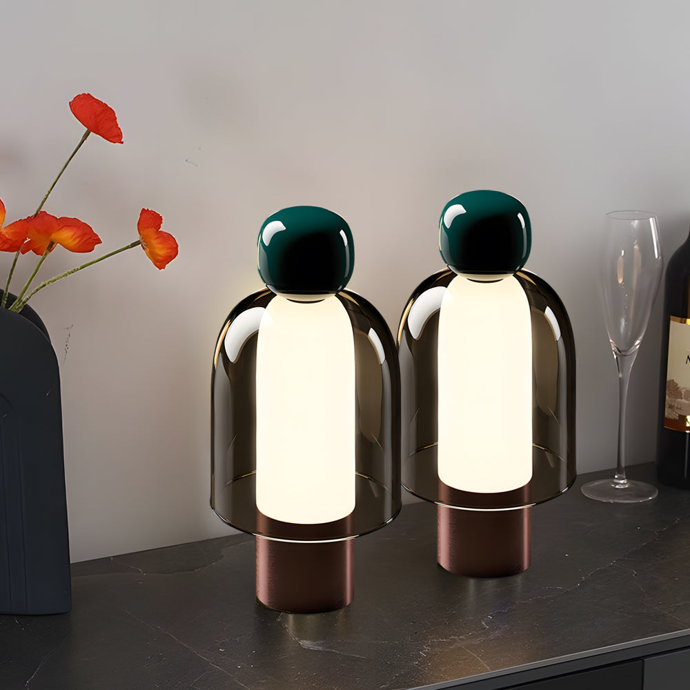 Elegancka lampka biurkowa ze szkła z regulowaną diodą LED