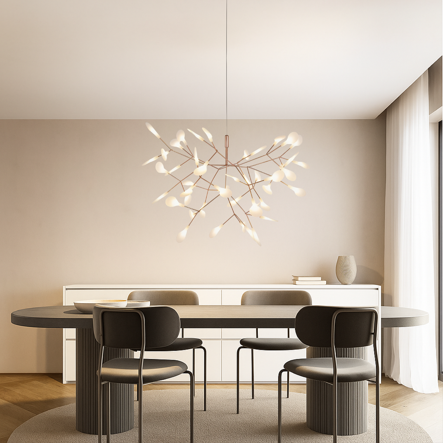 Elegancka różowa złota lampa wisząca LED Lumière