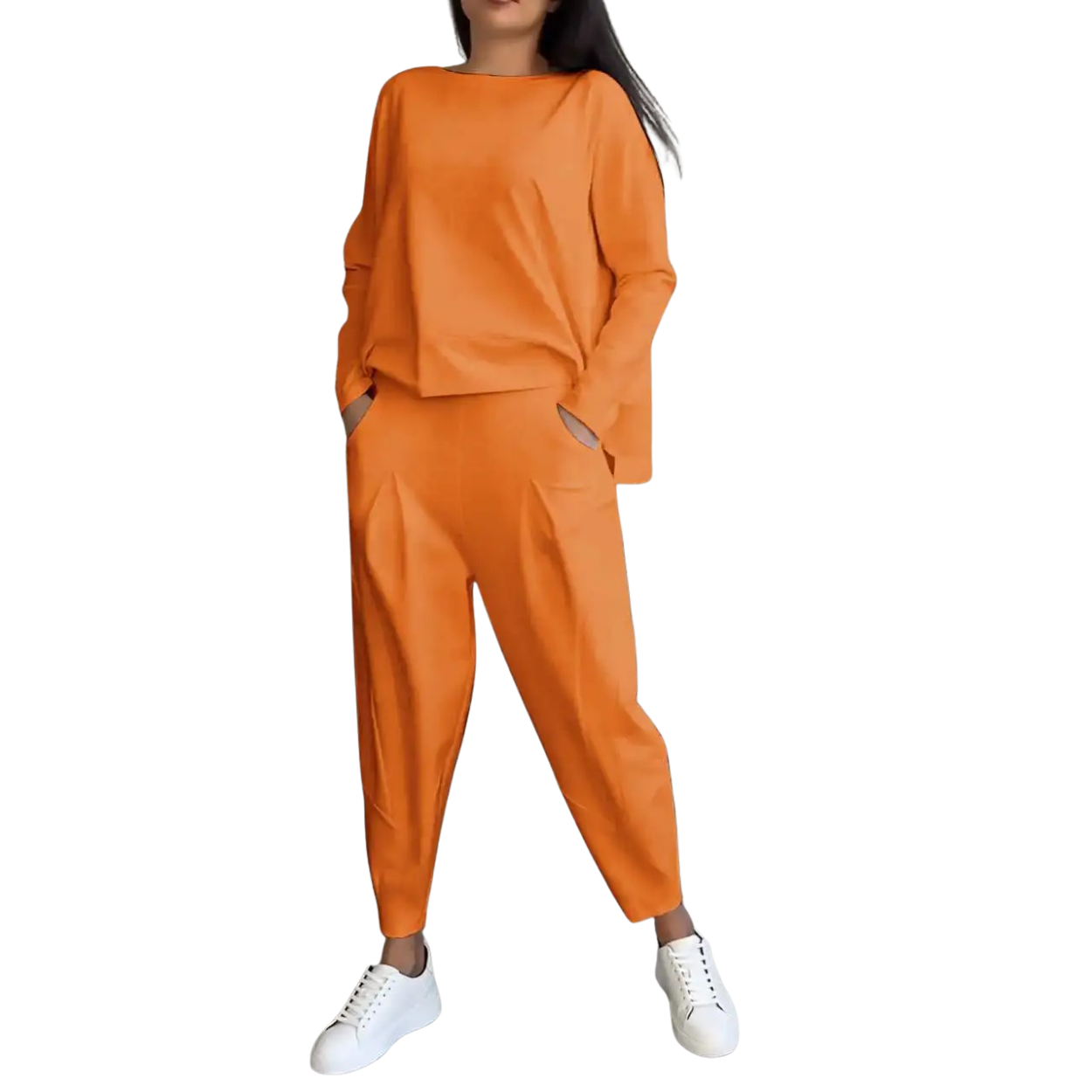 Damski zestaw casual 2-częściowy bluza i spodnie z wysokim stanem