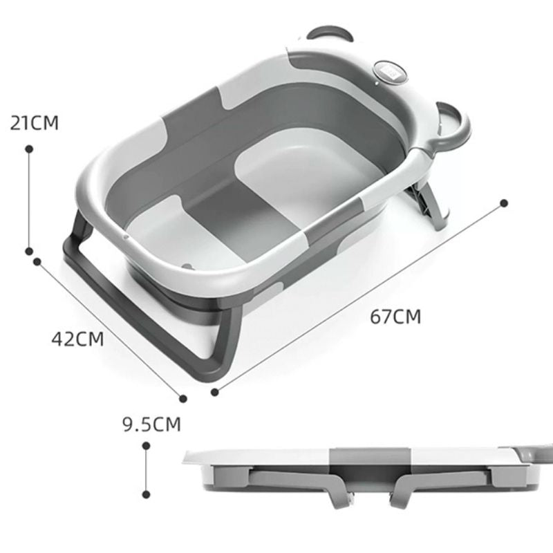 Marcherelle™ – Baignoire Bébé Pliable avec Matelas Ergonomique, 0–24 Mois