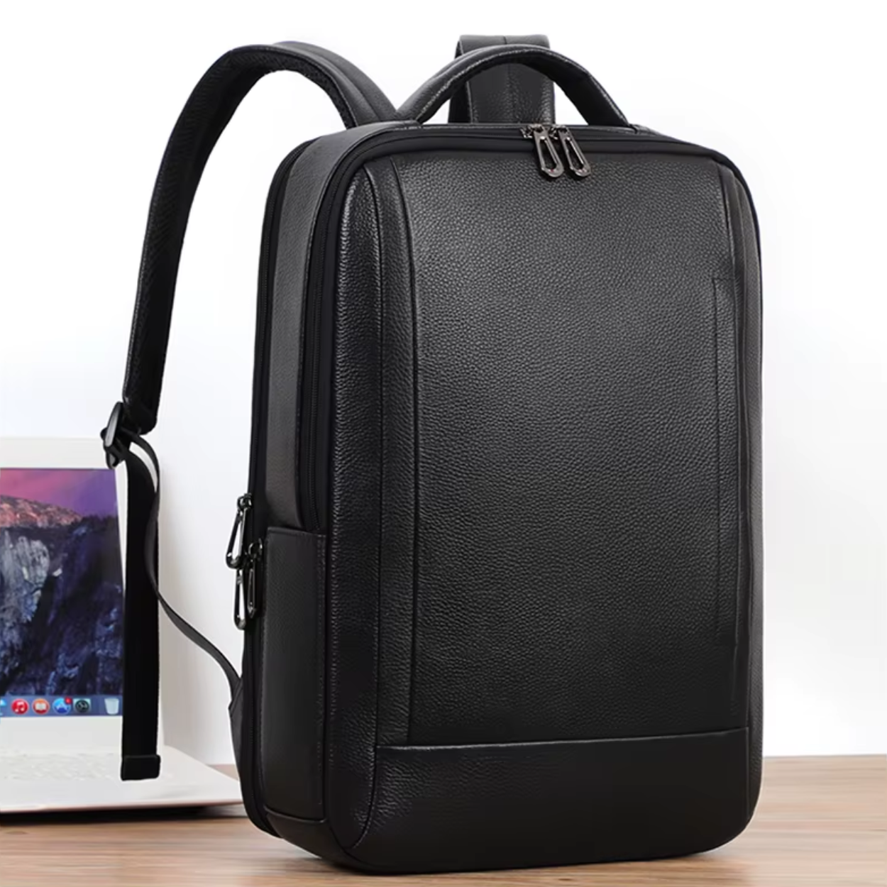 Skórzany Plecak Retro na Laptopa z Gniazdem USB