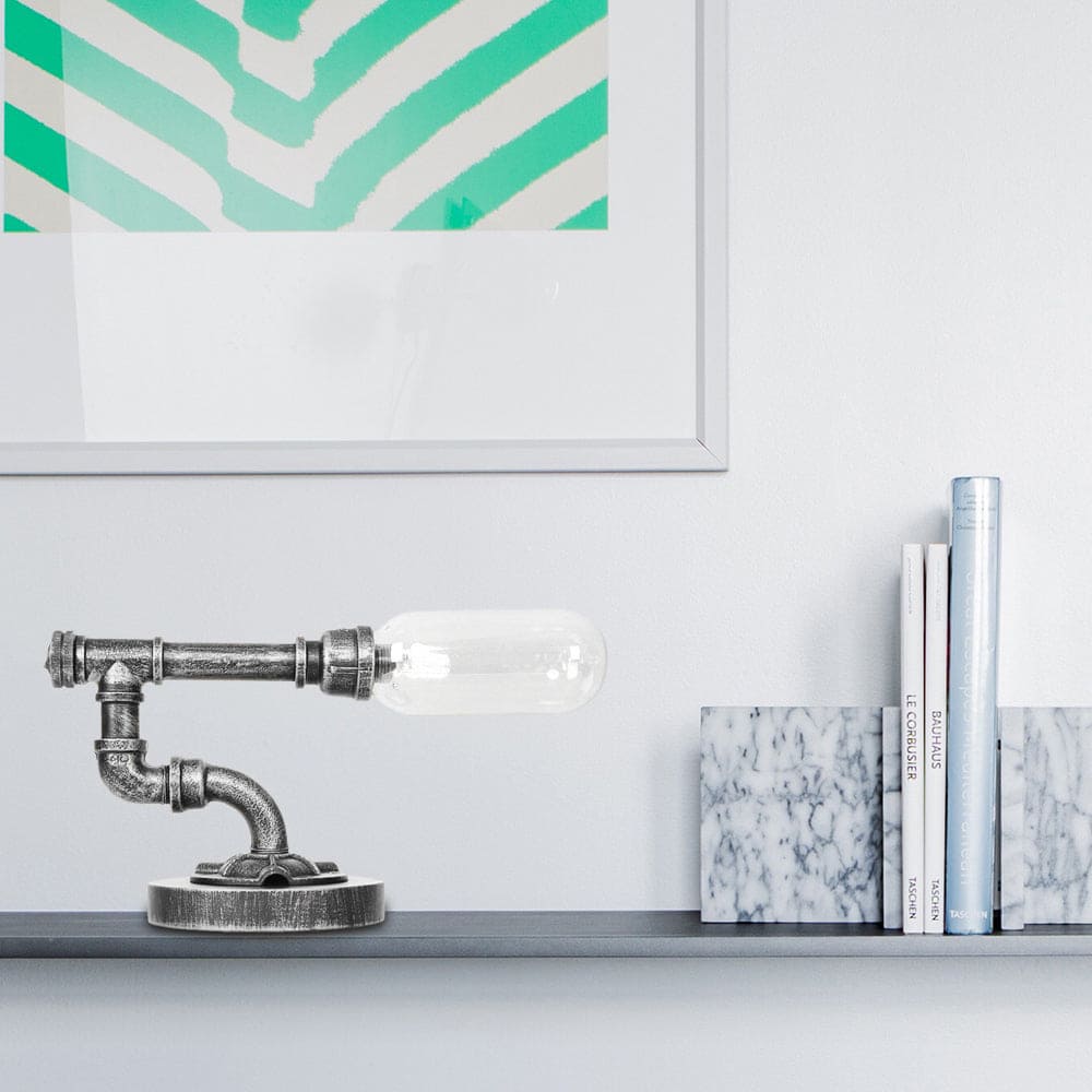 Elegancka lampa stołowa ze szkła przezroczystego z okrągłym abażurem