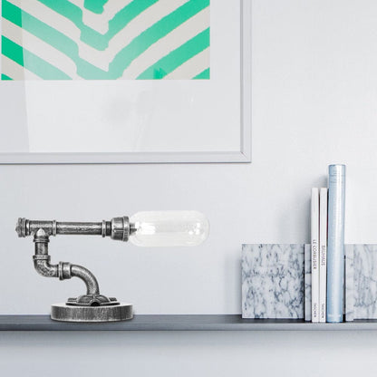 Elegancka lampa stołowa ze szkła przezroczystego z okrągłym abażurem