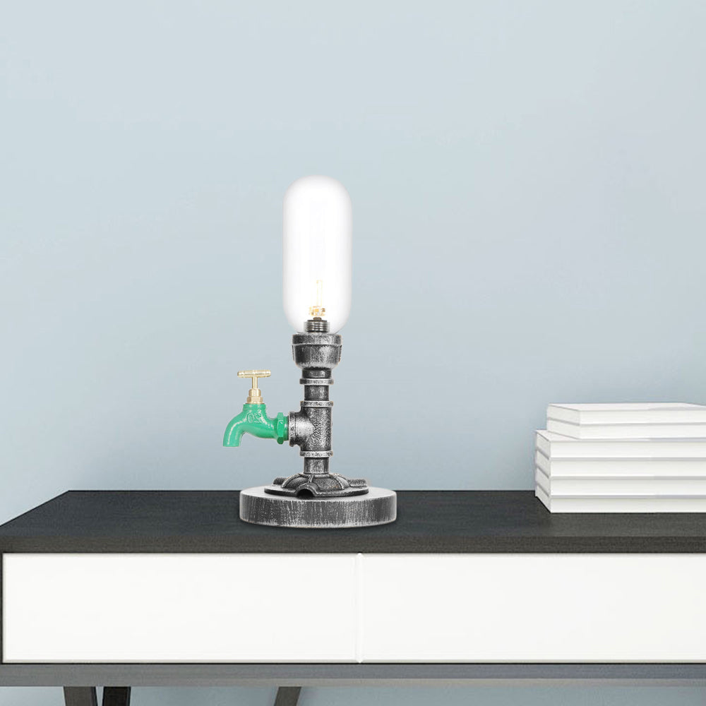 Elegancka lampa stołowa ze szkła przezroczystego z okrągłym abażurem