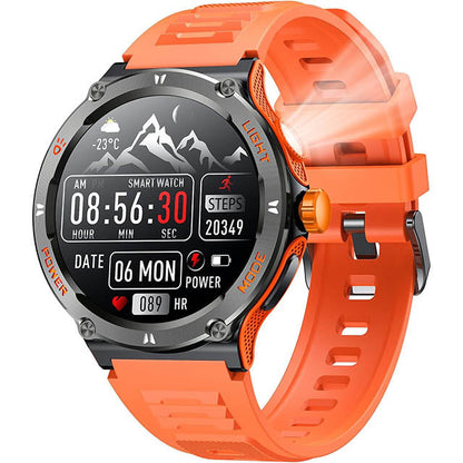 Smartwatch sportowy męski GPS z ekranem dotykowym, lampą LED i kompasem