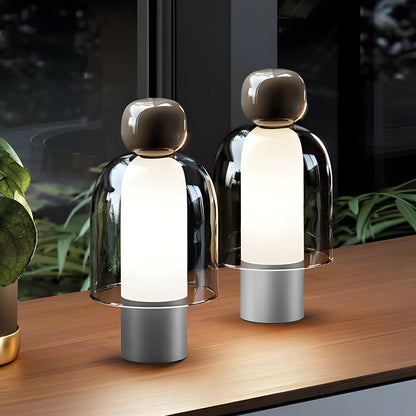 Elegancka lampka biurkowa ze szkła z regulowaną diodą LED