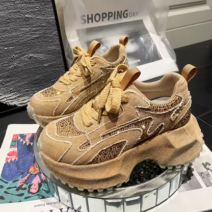 Damskie Sneakersy Chunky z Błyszczącymi Cekinami Glamour