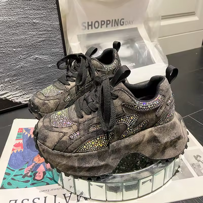 Damskie Sneakersy Chunky z Błyszczącymi Cekinami Glamour