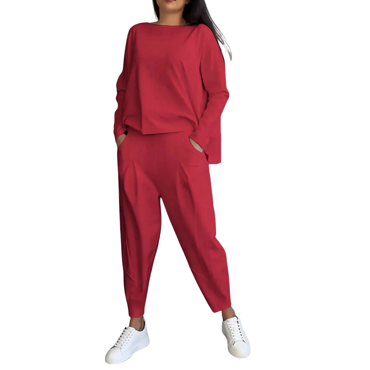 Damski zestaw casual 2-częściowy bluza i spodnie z wysokim stanem