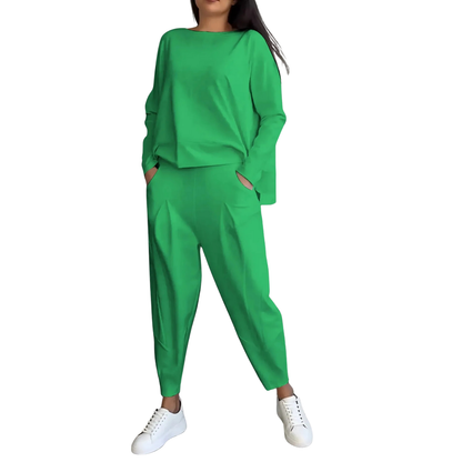 Damski zestaw casual 2-częściowy bluza i spodnie z wysokim stanem