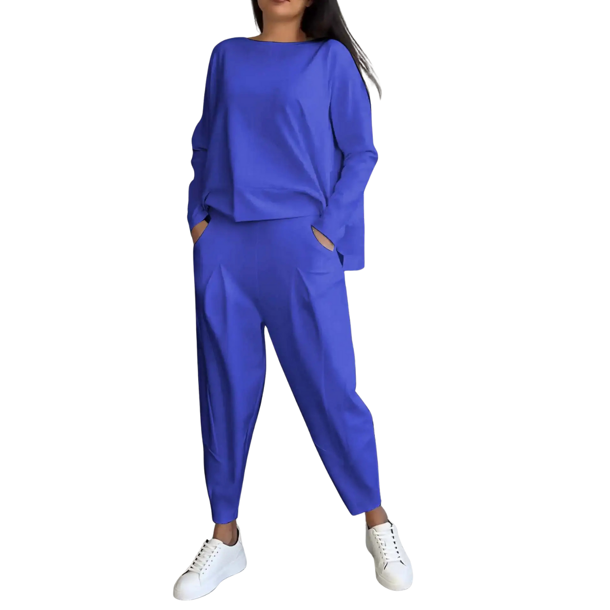 Damski zestaw casual 2-częściowy bluza i spodnie z wysokim stanem