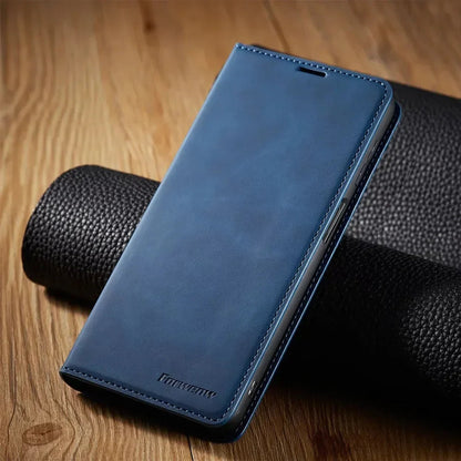 Magnetyczne etui skórzane na telefon z kieszenią na karty