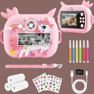 Marcherelle™ – Appareil Photo Instantané Enfant Double Objectif 12MP