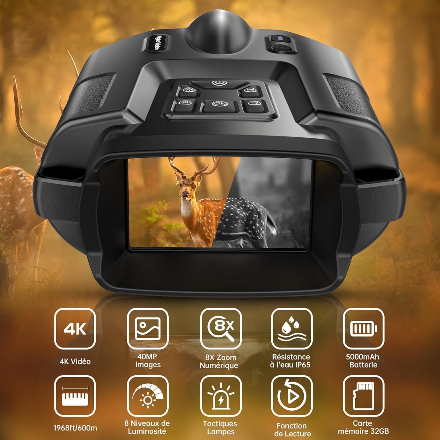 Marcherelle™ | Caméra 4K Etanche - Zoom 8X et Batterie 5000 mAh