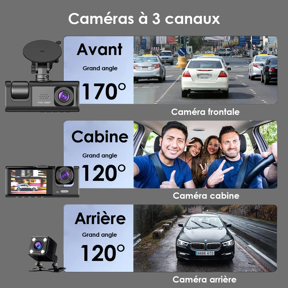 Marcherelle™ – Dashcam Double Caméra Avant/Arrière Full HD – Vision Nocturne & Caméra de Recul