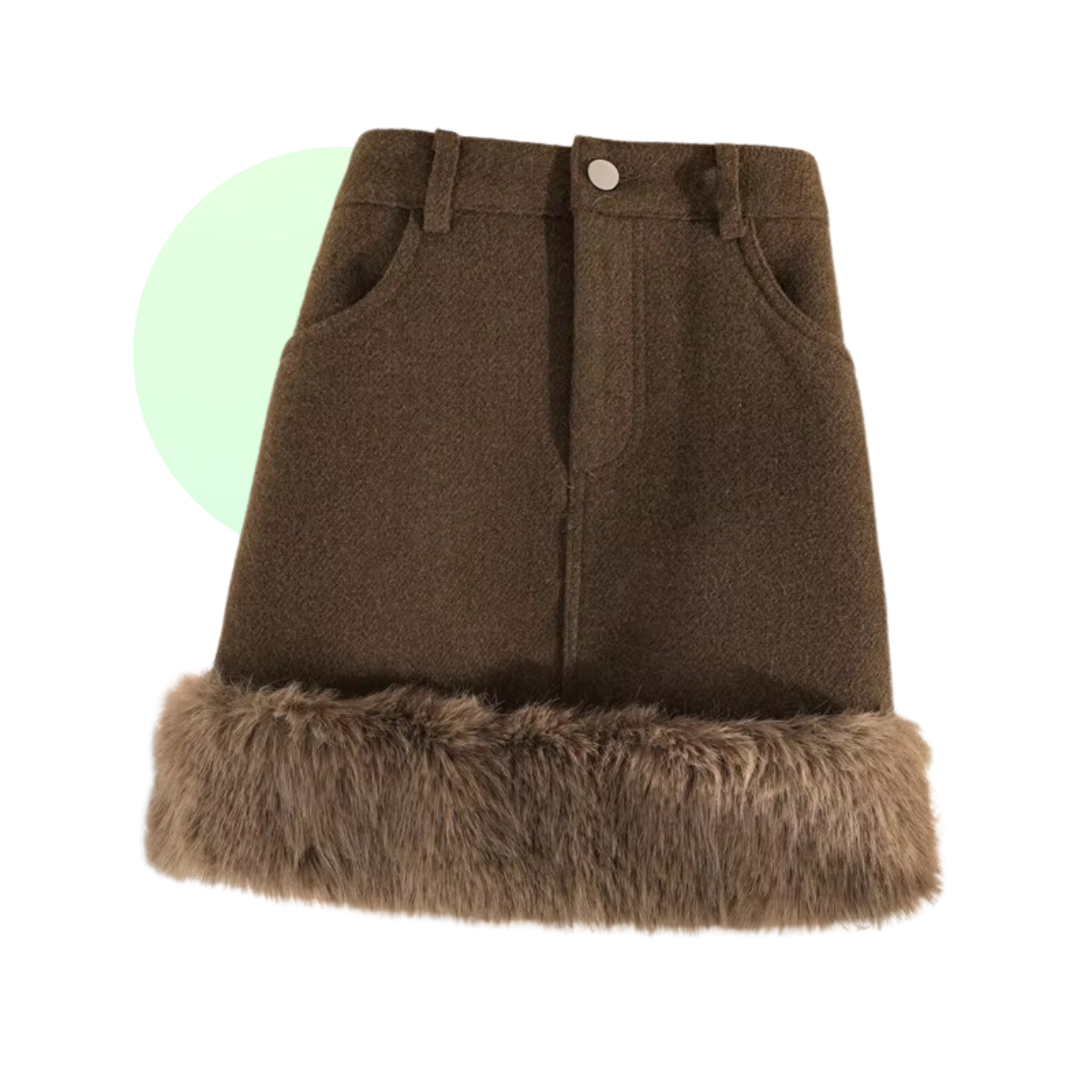 Jupe Hiver Femme Courte et Élégante avec Col de Fourrure - Marcherelle