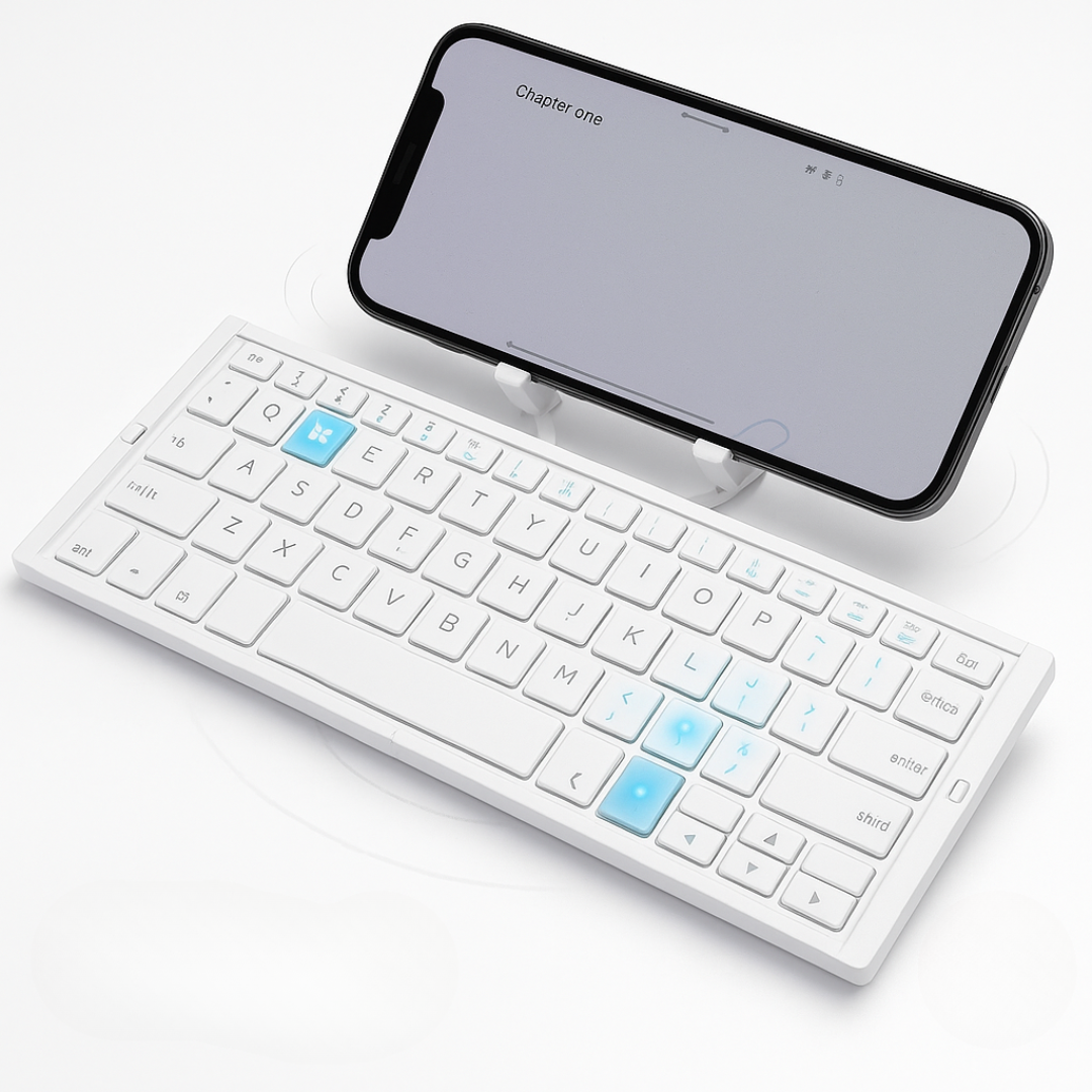 Składana klawiatura Bluetooth z magnetycznym uchwytem na telefon