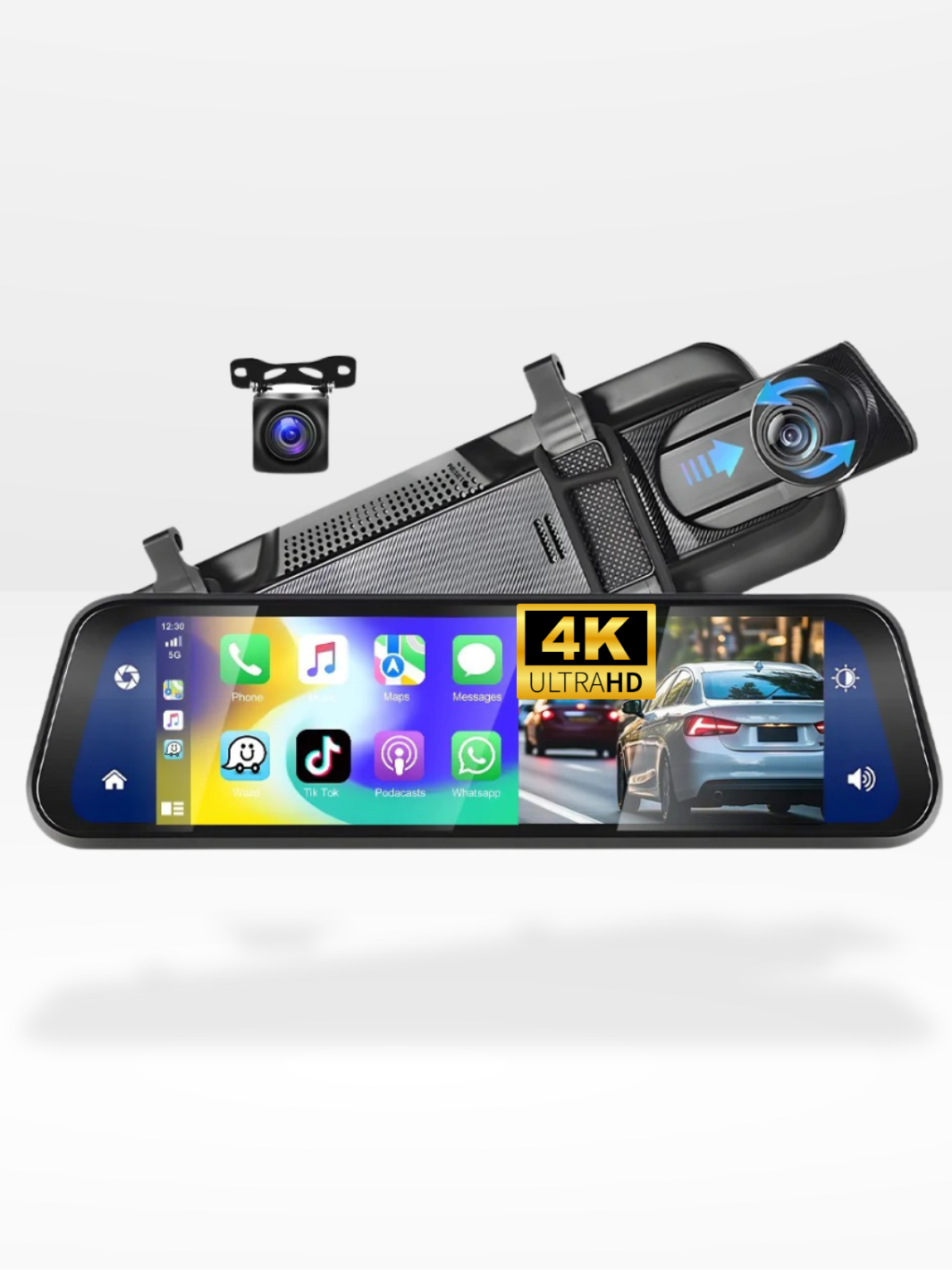 Lusterko z kamerą 4K przód/tył z CarPlay i nagrywaniem