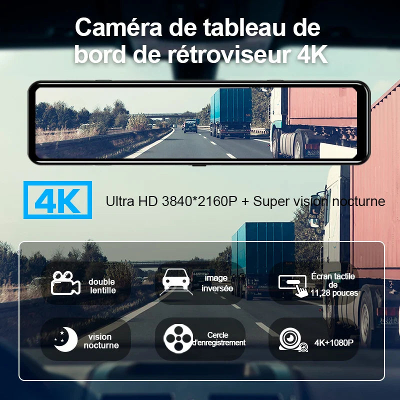 Lusterko Wsteczne z Kamerą 4K z GPS i Nagrywaniem