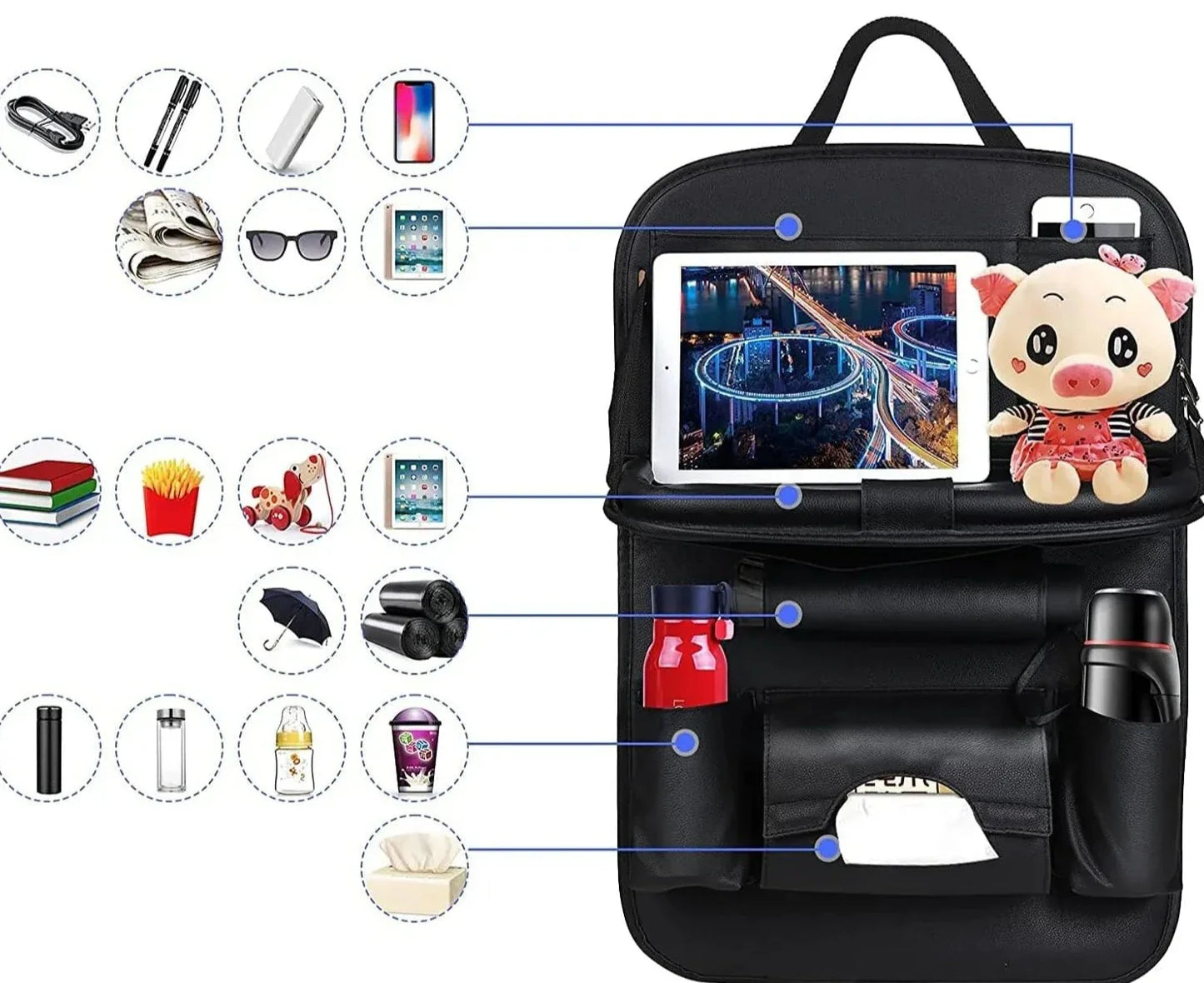 Uchwyt na Fotelik Samochodowy z Składanym Skórzanym Blatem