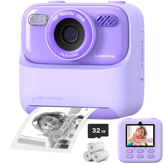 Appareil Photo Instantané Enfants Coloré avec Selfie HD et 32GB de Mémoire - Foivo