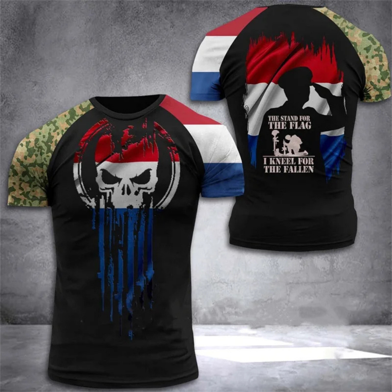 Koszulka wojskowa w stylu militarnym z kamuflażem dla mężczyzn