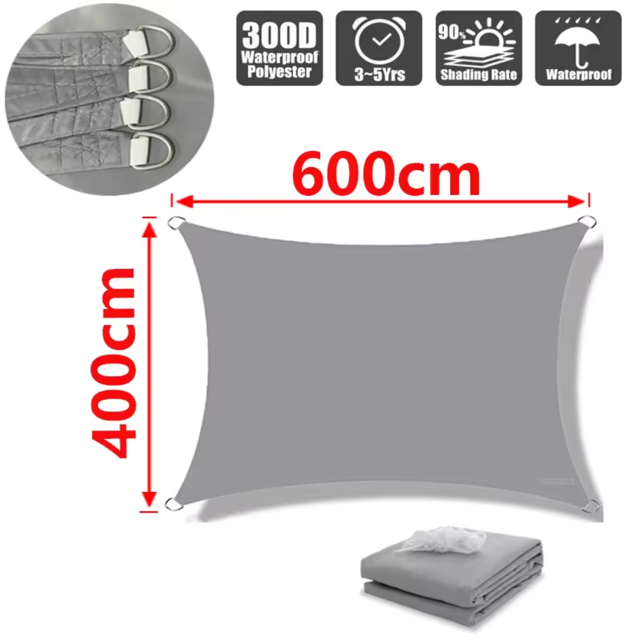 Lekki Poliesterowy Żagiel Przeciwsłoneczny Wodoodporny