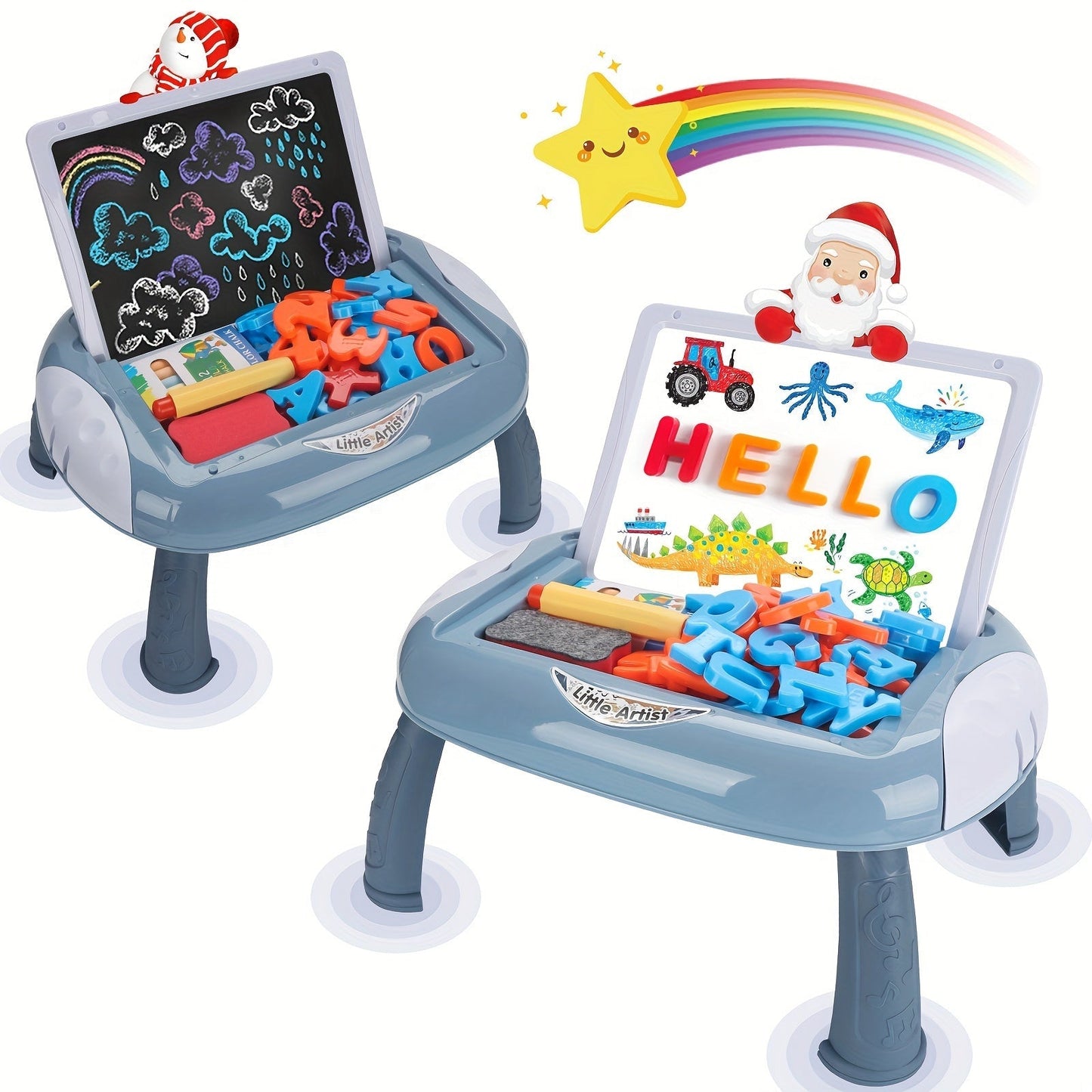 Dwustronna tablica szkolna czarno-biała z akcesoriami