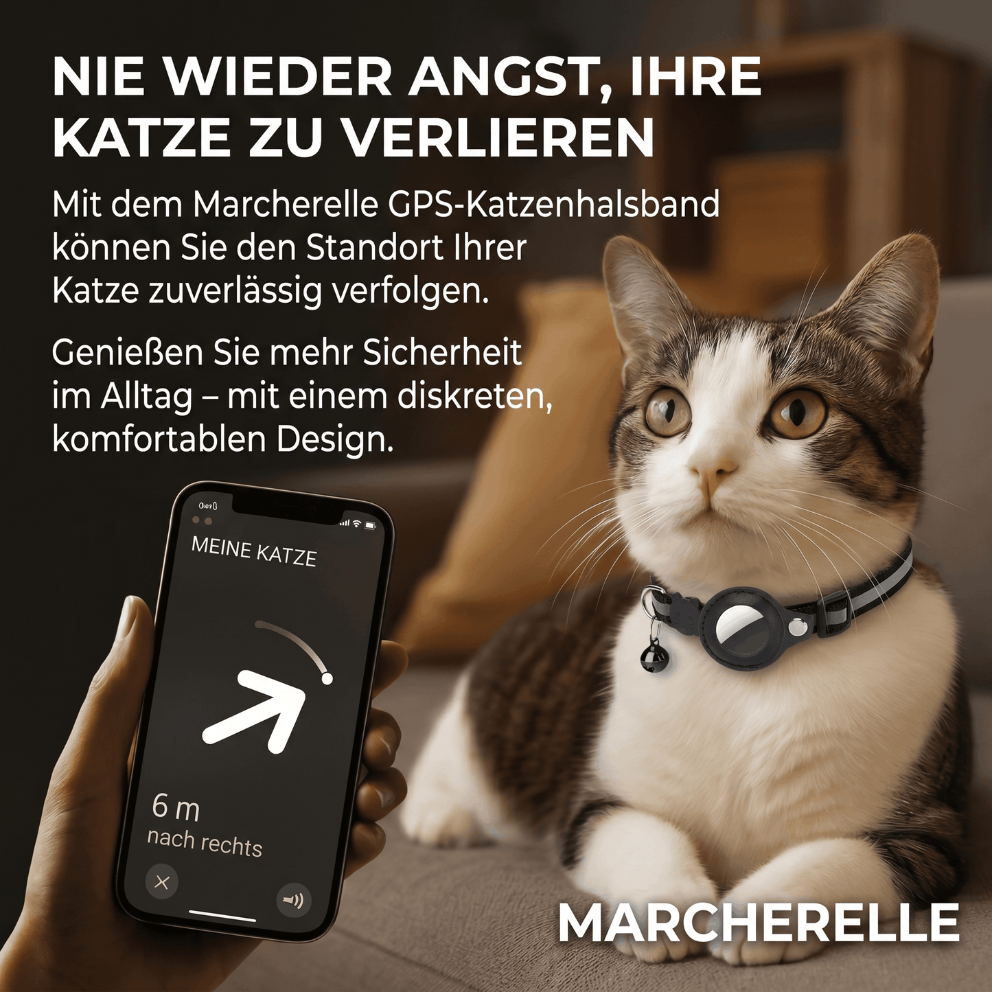 Macherelle™ – obroża GPS dla kota bez abonamentu | Kompatybilna z iOS i Android
