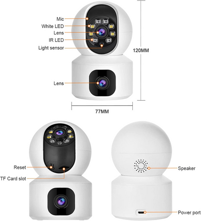 Marcherelle™ – Kamera Bezpieczeństwa WiFi z Podwójnym Obiektywem i Wizją HD