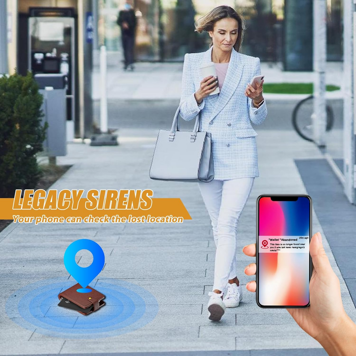 Marcherelle™ – Ładowalna Karta Śledzenia Portfela, Kompatybilna z Apple Find My