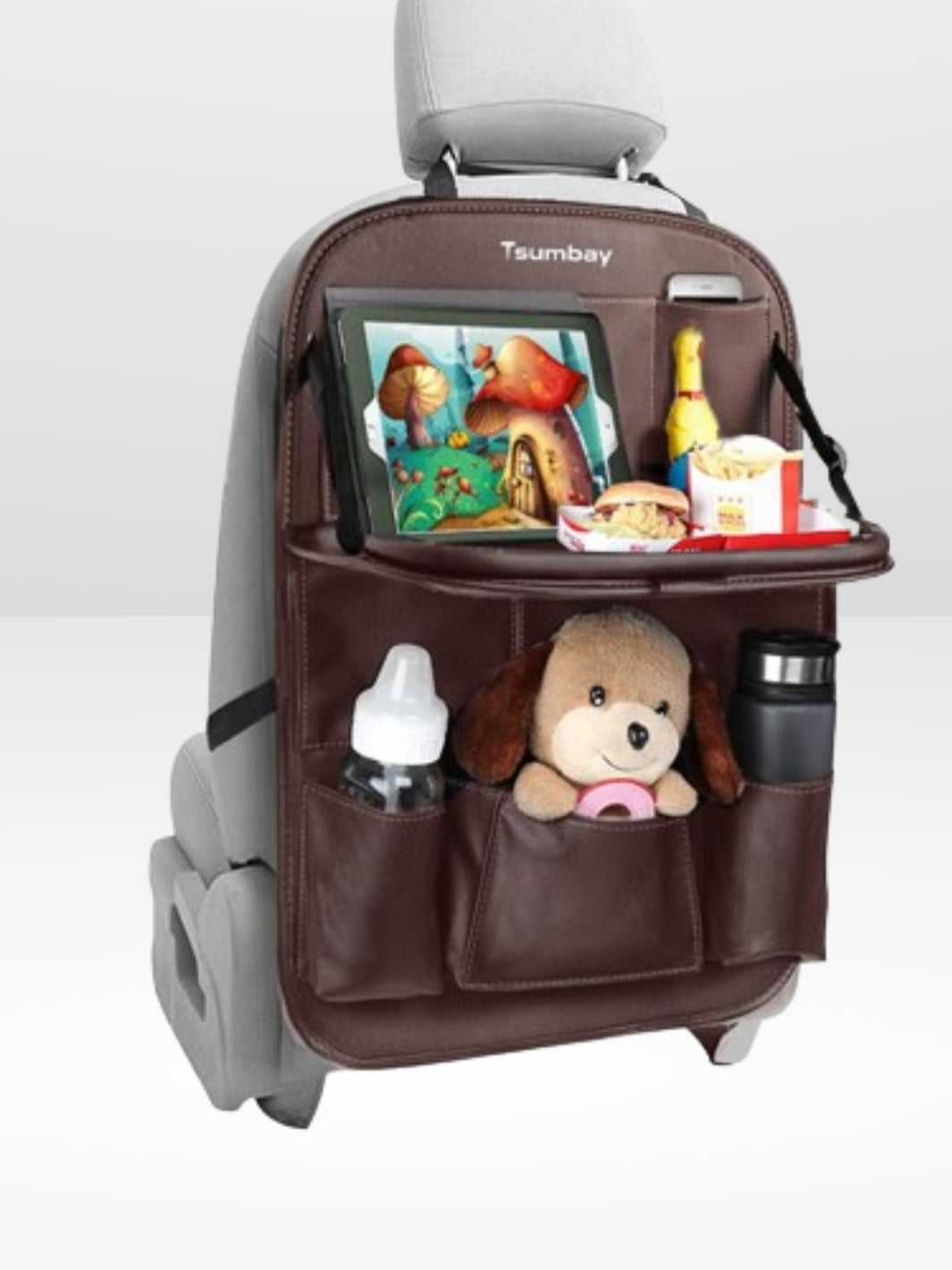 Uchwyt na Fotelik Samochodowy z Składanym Skórzanym Blatem