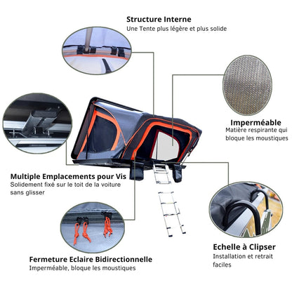 Namiot Dachowy dla 2 Osób do Samochodu z Twardym Zamknięciem
